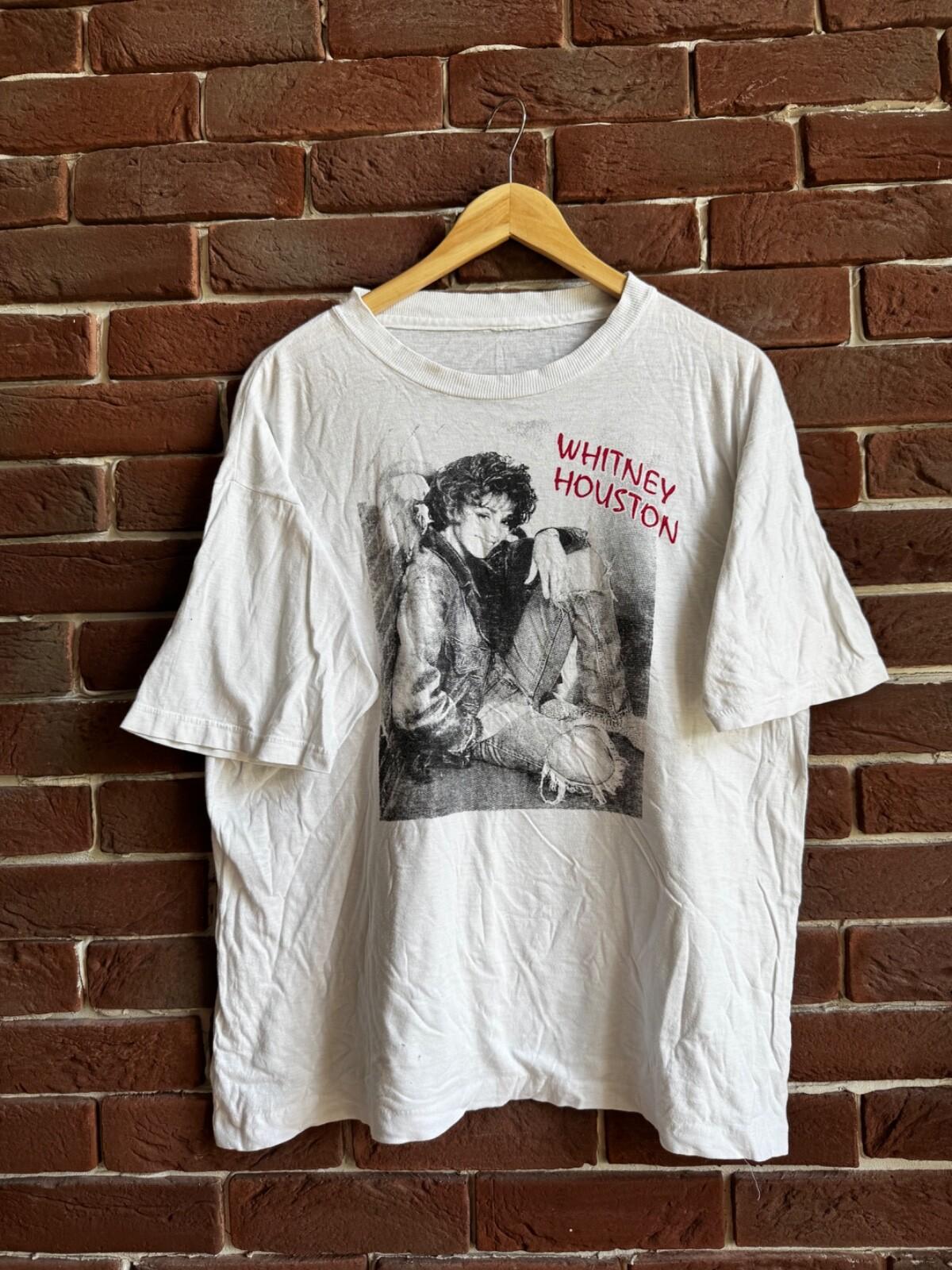 Whitney Houston Vintage 90s Rap Band Tee Rare Print Love L White Unisex T-Shirt XXL