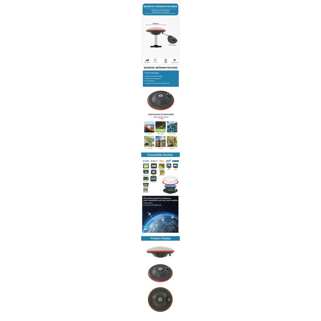 IP67 Survey GNSS Multiband Antenna GPS Geodetic Antenna L1 L2 L5 G2 B5 High Gain GNSS Survey GPS Antenna