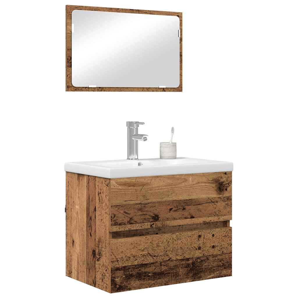Bathroom Furniture Set with Drawers 3 pcs Reclaimed Wood Effect Particleboard