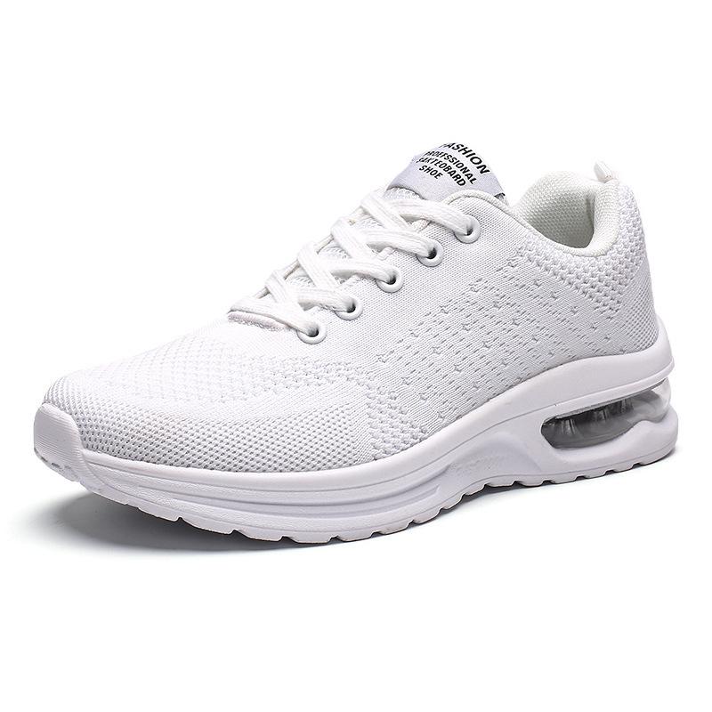 

5066 large size men s shoes sports and leisure fly-woven breathable and lightweight running shoes foreign trade air cushion couple men s and women s 46 белый