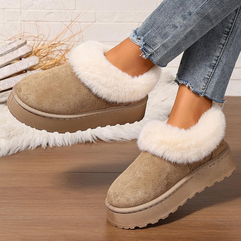 Fashion Fluffy Furry Platform Snow Boots Woman 2025 Thicken Plush Warm Winter Ankle Boots for Women Non Slip Thick Sole Cotton Shoes
