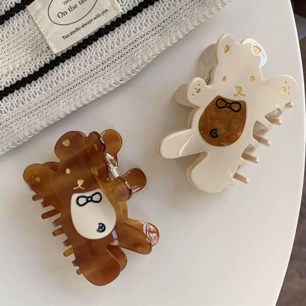 Kawaii Acetic Acid Carb Clip Korean Style Small Hair Claw Lovely Cartoon Bear Shark Clip Daily