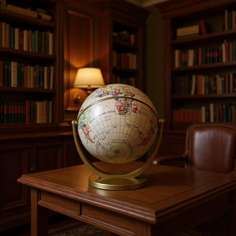 Retro Globe Ornament – European & American English Version | Exquisite Universal Study Decoration & Gift