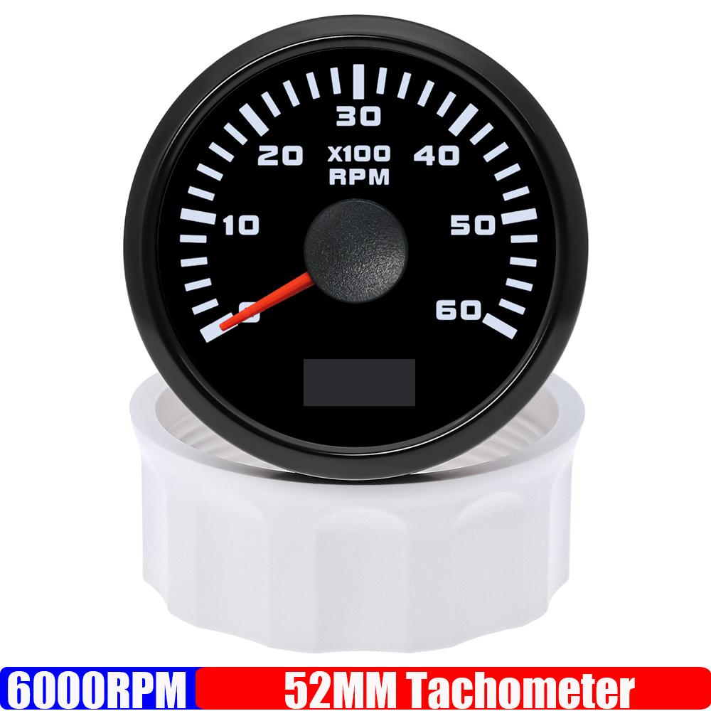 2" 52mm Tachometer 3000RPM 4000RPM,6000RPM,70000RPM,8000RPM Tacho Gauge Red Light RPM Meter for Boat Marine Car 12V24V