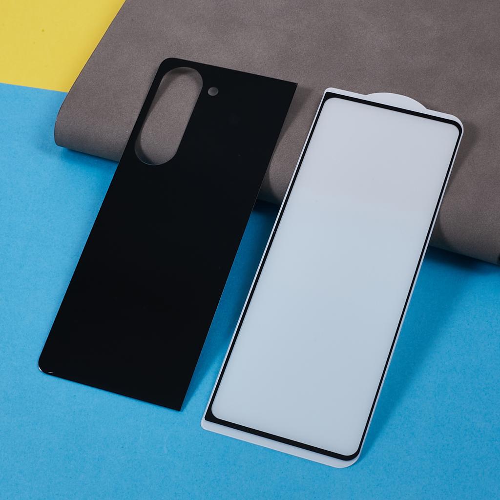 For Samsung Galaxy Z Fold5 5G Silk Printing Full Glue Complete Cover Tempered Glass Front Screen Protector+Back Film