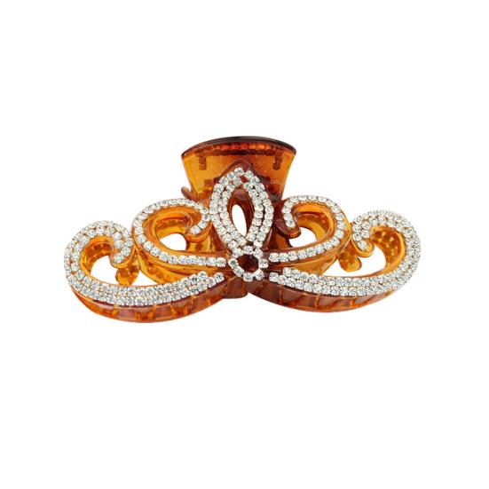 Moda Korona Kształt Rhinestone Inkrustowane Kobiety Nakrycia Głowy Duża Klip do Włosów Klip Decor