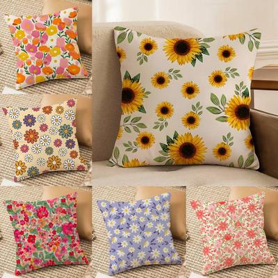 Full Print Floral Print Pattern Pillow Case Silky Elegant Comfort Sofa Bed  Invisible Zipper Beach Pillowcase
