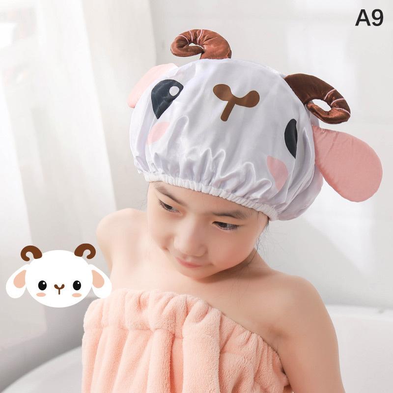 Kreslený Silný Vodotěsný Koupací Klobouk Dvouvrstvý Kryt na Vlasy do Sprchy Dětské Potřeby Koupací Čepice Koupací Čepice Klobouk Děti