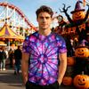 Unisex Halloween Graphic T Shirt Loose Fit Casual Short Sleeve Top Stained Glass Pattern Printed Tee for Everyday Wear