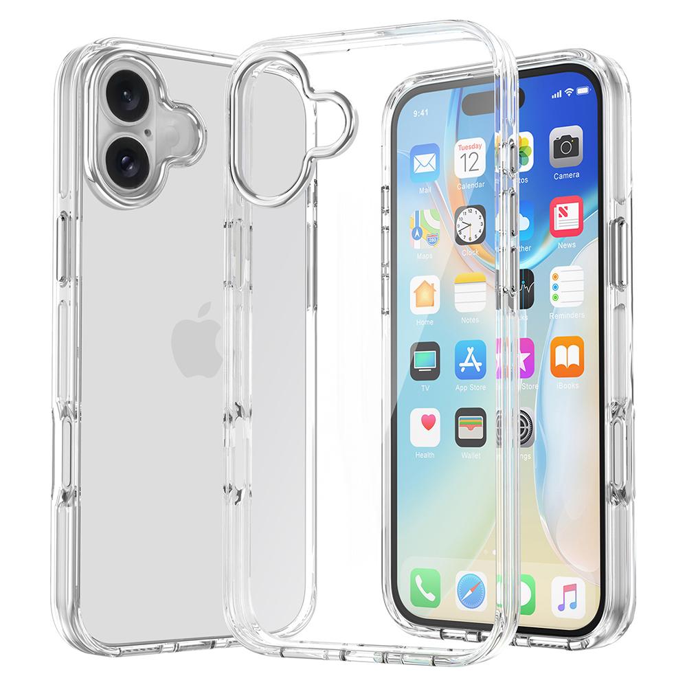 For iPhone 16 Case Airbag Design PC+TPU Clear Protective Phone Cover