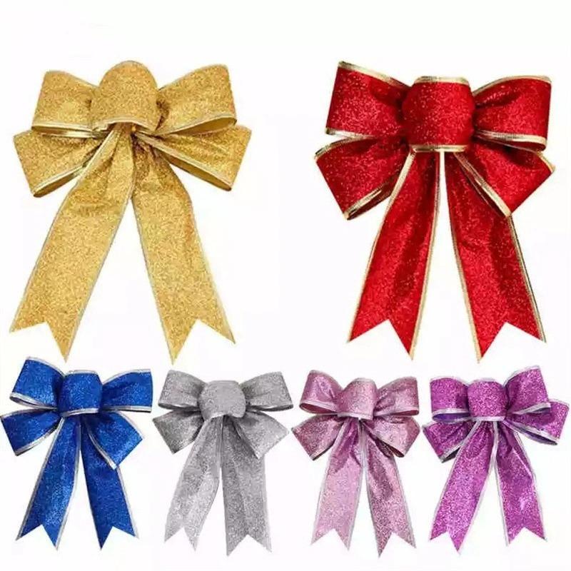 Christmas Bows Hanging Decor - DIY Ornament for Christmas Tree Home Holiday Party Front Door Bedroom Decoration