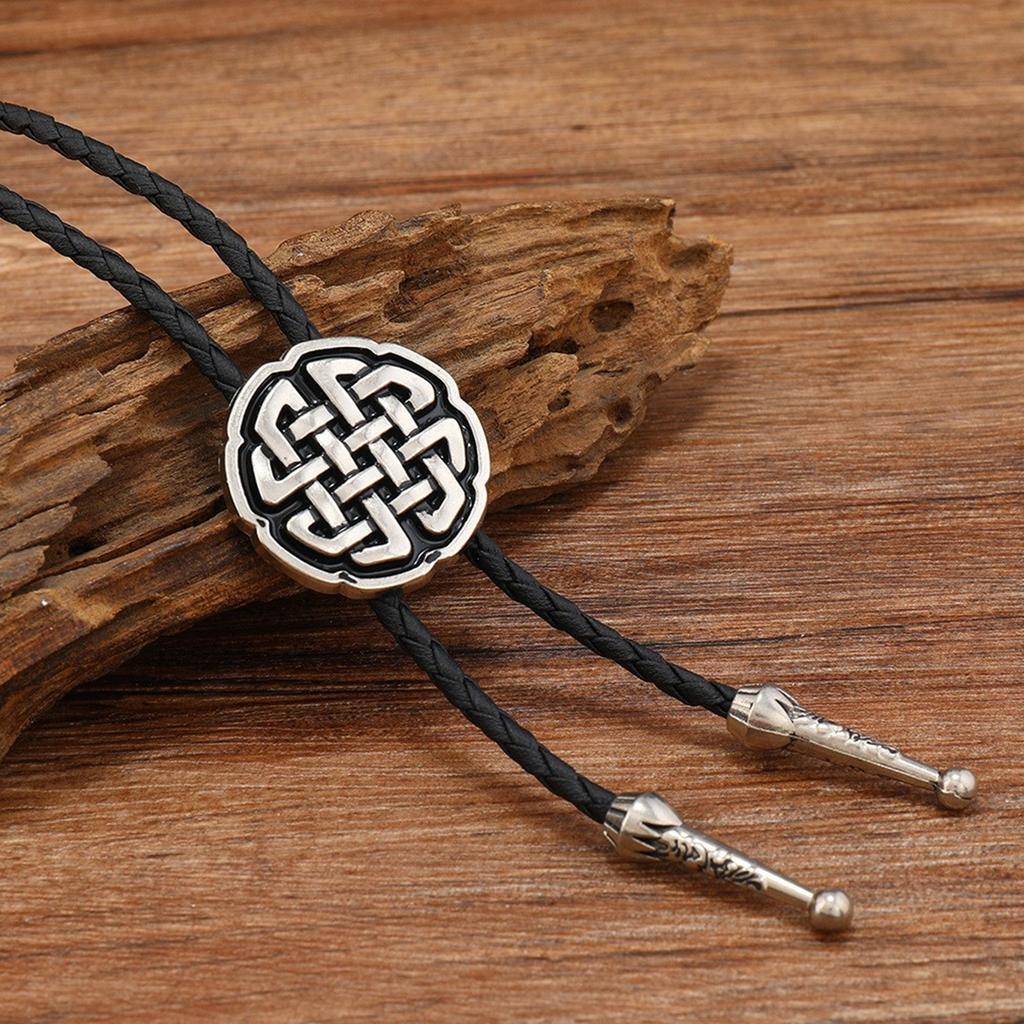3 Stück Kunstleder Bolo Krawatte Westlicher Blumenstein Anhänger Cowboy Hemd Kette Kragen Krawatte Lederseil Schmuck Halskette