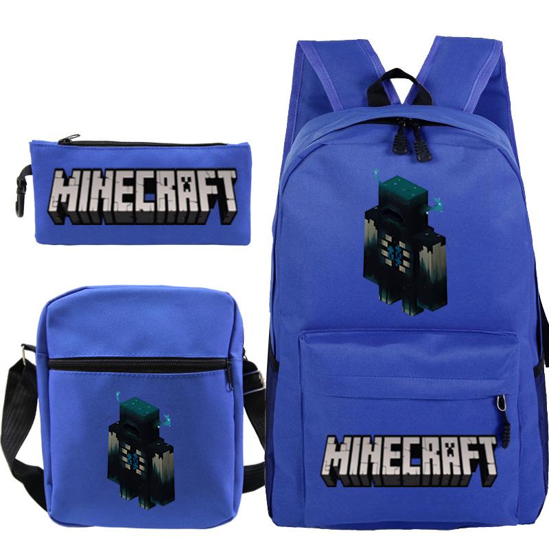 Game Minecraft Printed Children'S School Bag Oblique Span Bag Stationery Pencil Bag Student Backpack Set