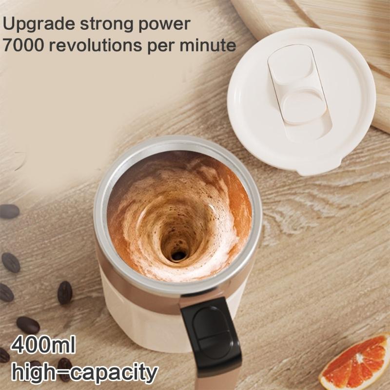 USB Rechargeable Mixing Coffee Mug Automatic Stirring Cup with Digital Temperature Display for Office and Home Use