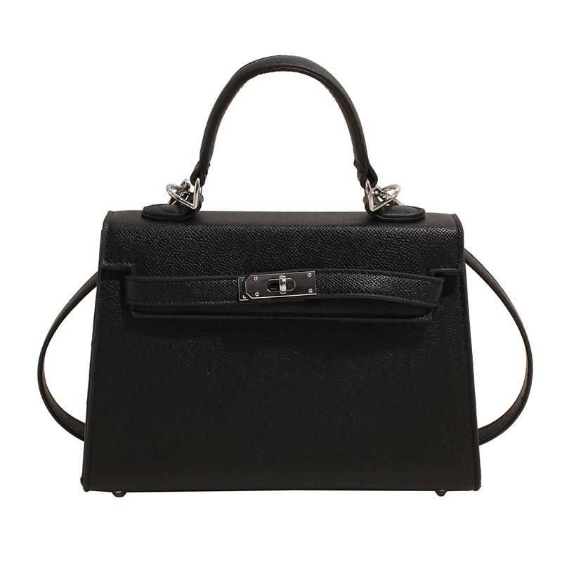 Textured Lock Portable Small Square Bag Women's 2025 Spring and Summer New Classic Shoulder Messenger Bag Fashion Kelly Bag