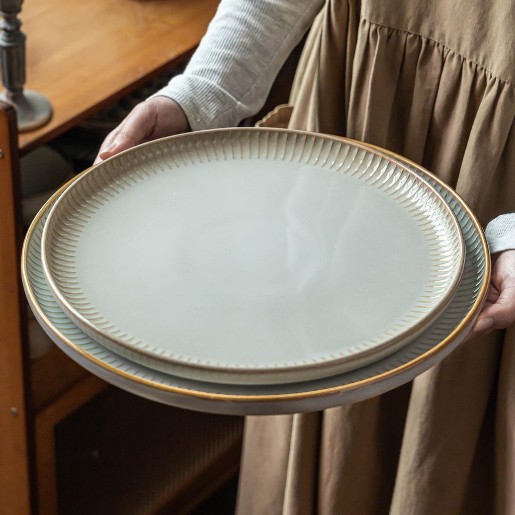 Teller Haushalt Retro Stil Essteller Keramikteller Geschirr Premium Pastateller Restaurant Kommerzielles Catering Runder Teller