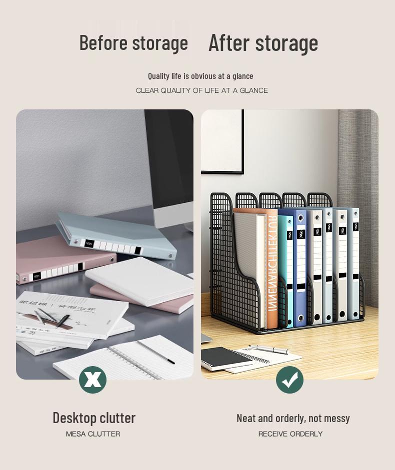 Four-Tier A4 Metal File Organizer and Bookcase