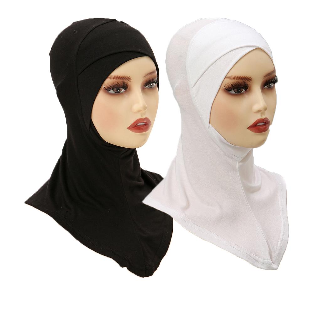 Women Crossed Forehead Hijab Scarf Muslim Jersey Inner Hijab Cover Chin Solid Color Instant Hijabs Islamic Soft Head Wraps