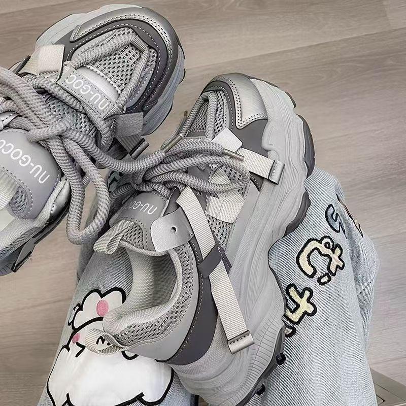 Daddy Shoes Women's Thick-soled Heightening Korean Version of Trendy Women's Shoes, Spring and Autumn Versatile Ins Tide Non-slip Casual Shoes