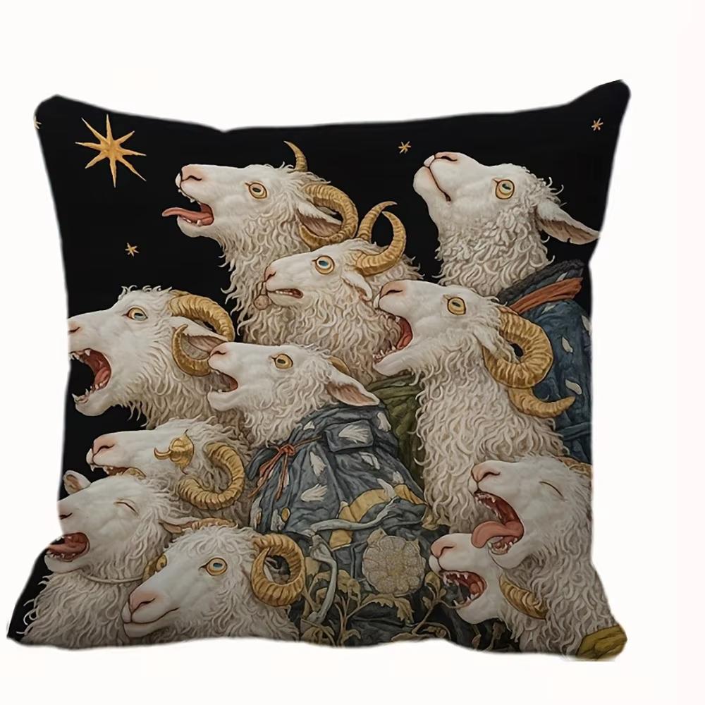 Exquisite Goat Printed Cushion Pillow CaseCovers Fantasy Inspired Sofa Home Room Decor