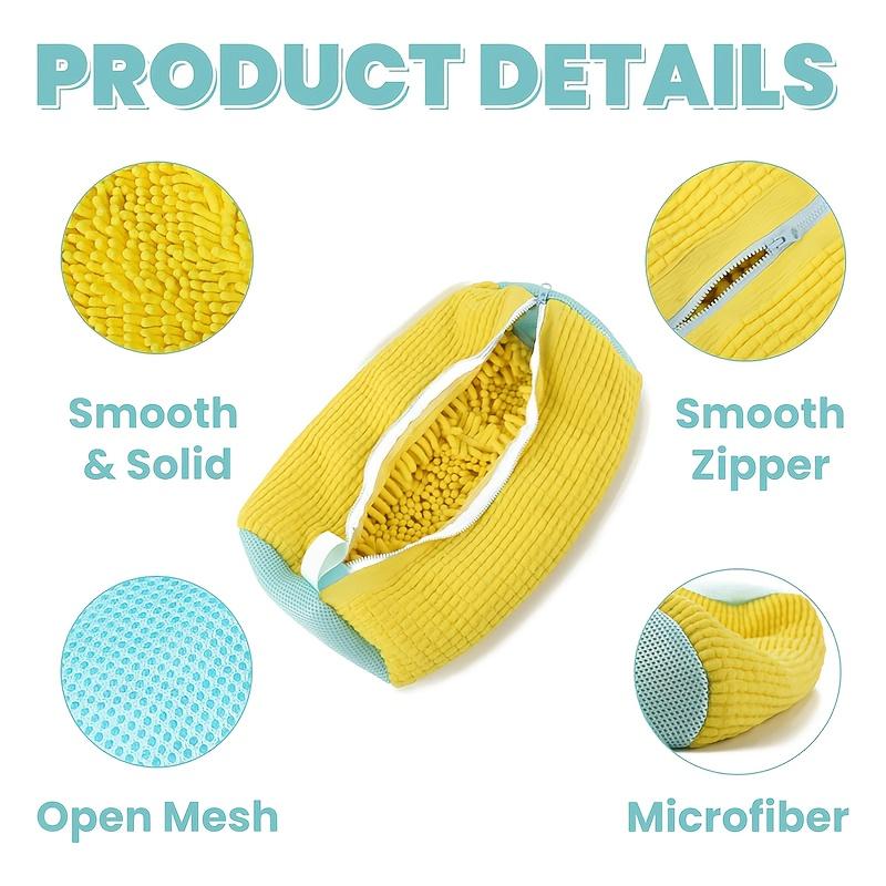 Durable Mesh Shoe Wash Bag with Zipper Rich Fluff Inside Protects Sneakers Casual Shoes in Washer Dryer Travel Storage Organizer