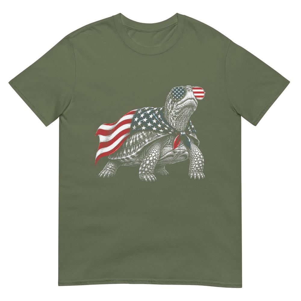 Eastern Box Turtle 4th Of July Us American Flag Patriotic Tshirt