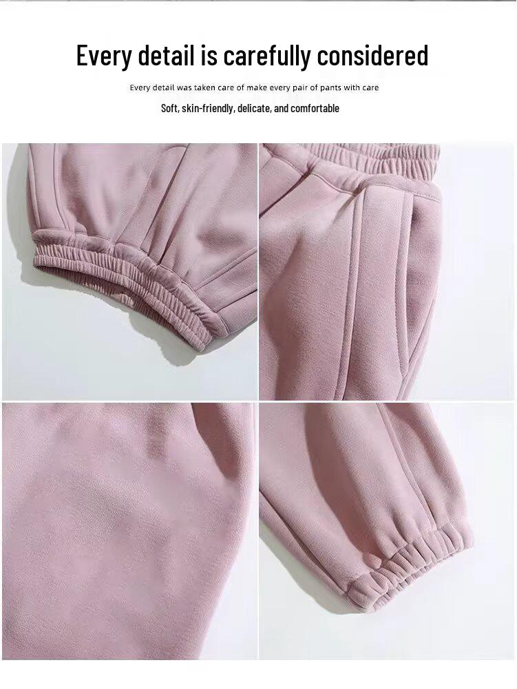 Calças de Moletom Pretas Felpudas para Meninas - Outono/Inverno 2025 Calças Esportivas Casuais para Crianças Maiores