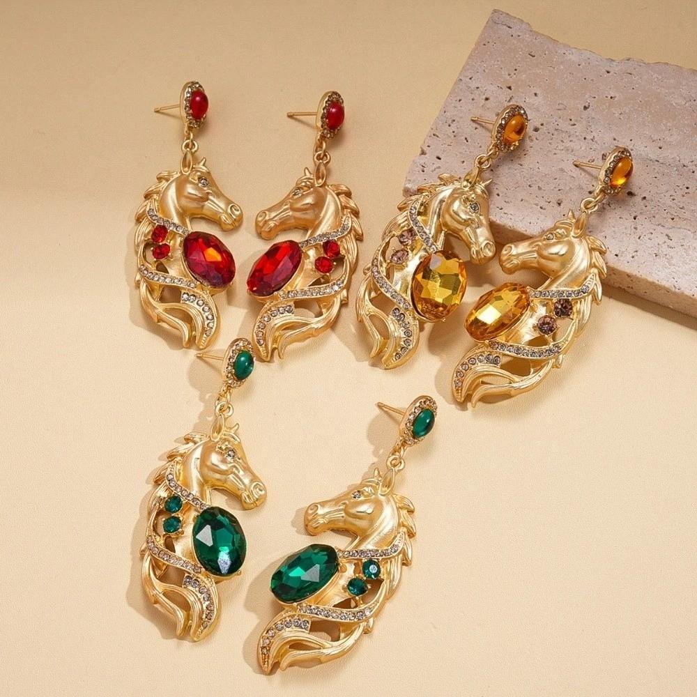 Cartoon Luxury Pony Earrings Zodiac Horse Horse Mascot Drop Earrings  Year of Horse Gift