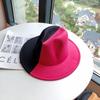 New double-color black and red woolen felt hat, European, American autumn and winter party fashion flat-brimmed jazz top hat sample