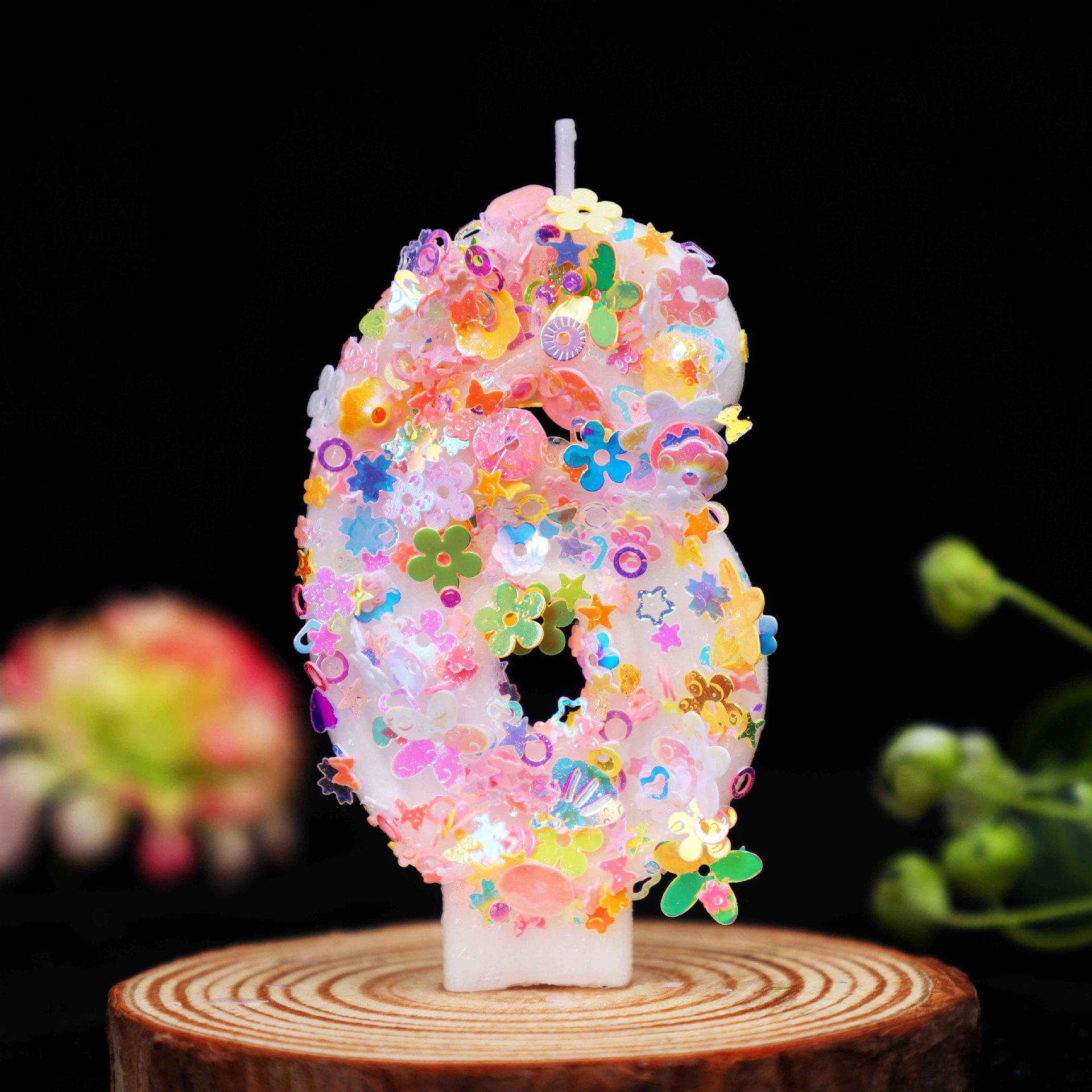 

Yellow Mixed Glitter Number Birthday Candles - Cute Cake Decorations for Parties