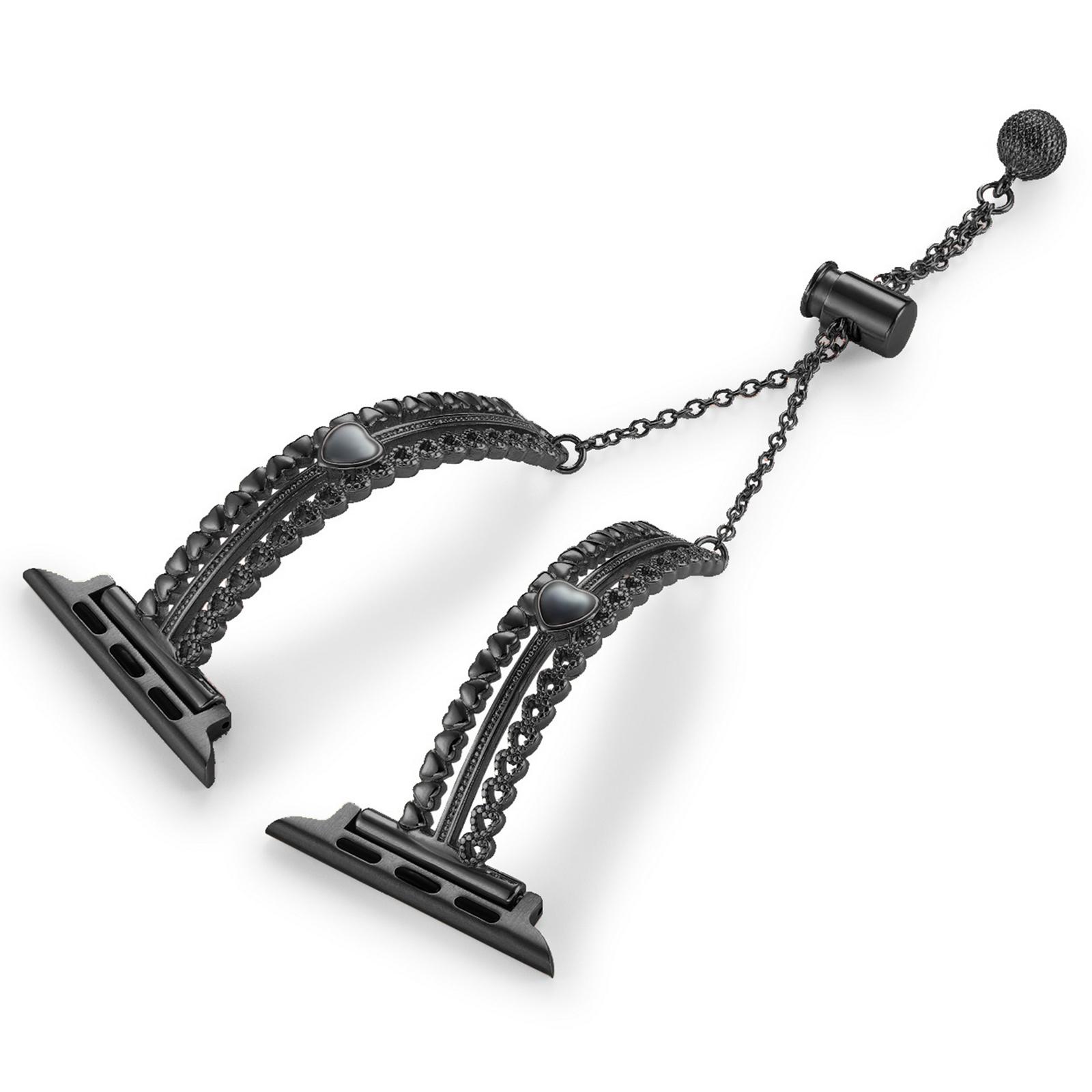 

Copper Bracelet for Apple Watch 10 46mm/Ultra 2/Ultra 49mm/9 8 7 45mm/SE (2023) SE (2022) SE 6 5 4 44mm/3 2 1 42mm Zircon Decor Strap Black