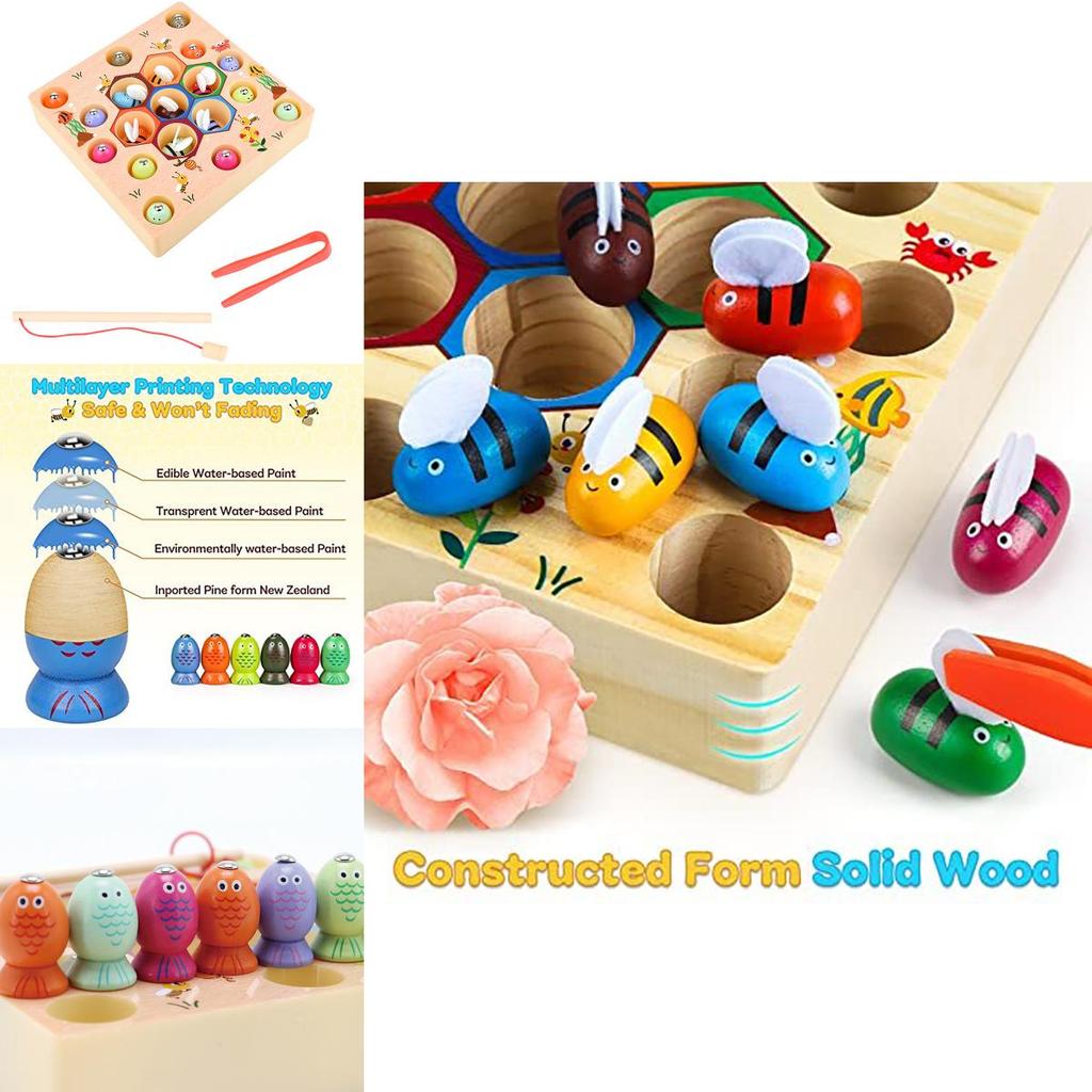 Engaging Wooden Fishing Game Toys For Boys And Girls With Magnetic Elements