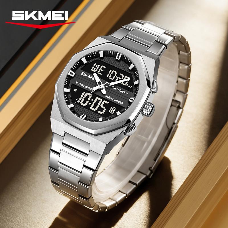 SKMEI 2624 New Leisure Mens Fashion Sports Business Chrono Quartz Digital Watch Dual Display Wristwatch Clock Relogio Masculino