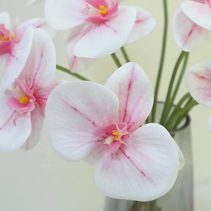 12Pc 3D Print Film Phalaenopsis Artificial Flowers Party Home Decoration Ornaments Fake Flowers Butterfly Orchid Wedding Bouquet