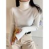 Kumikumi Basic Solid Turtleneck Long sleeve Knit Women clothes Autumn All-Match Slim fit Slimming Inner wear Top