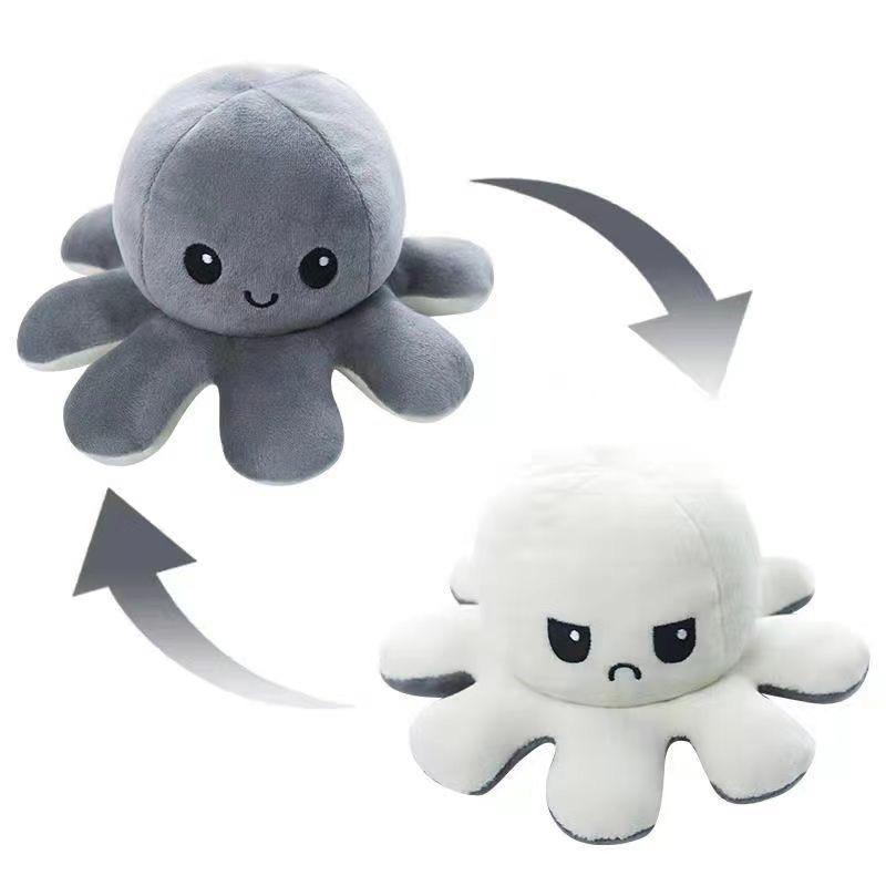 Reversible Cute Octopus Plush Toy - Expression Pillow & Birthday Gift for Girls