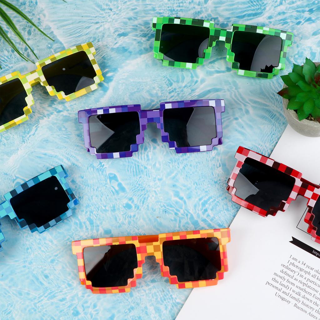 18-Pack Miner Party Pixel Gamer Sunglasses Pixelated Glasses For Kids Adults Pixelated Style Game Player Birthday Party Favors