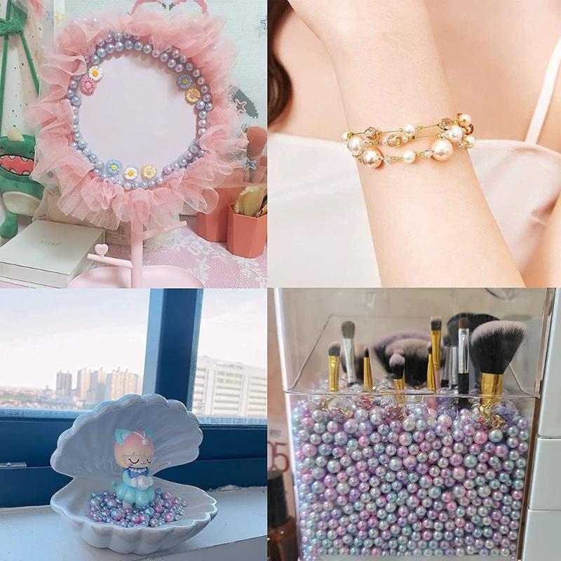 1890x Elegant ABS Pearl Beads Set for Bracelets Necklaces Loose Beads Changing Color Spacer Beads with Holes DIY Jewelry