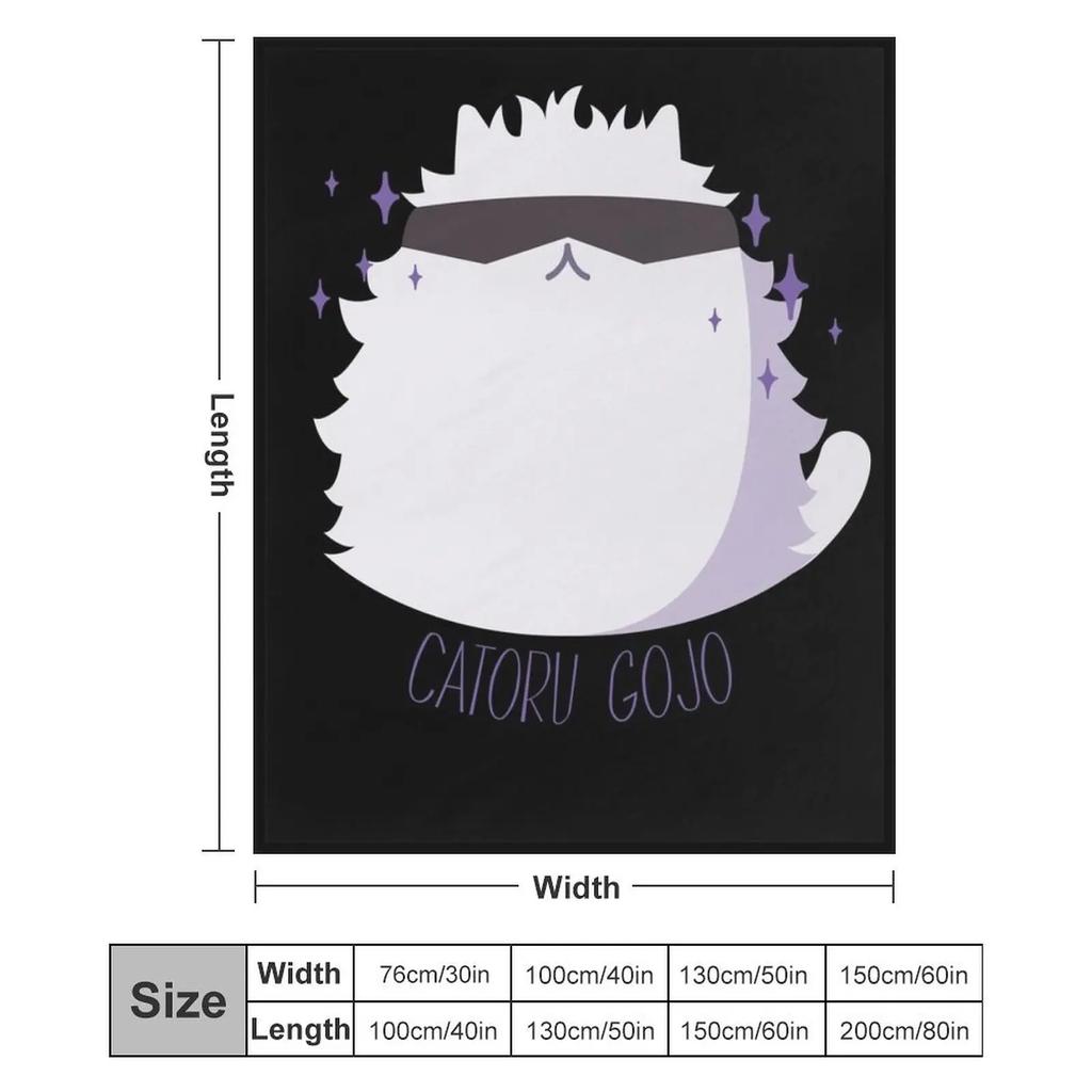 Chibi Gojo Cat Throw Blanket Winter Beds for Winter Flannels Soft Plush Plaid Blankets