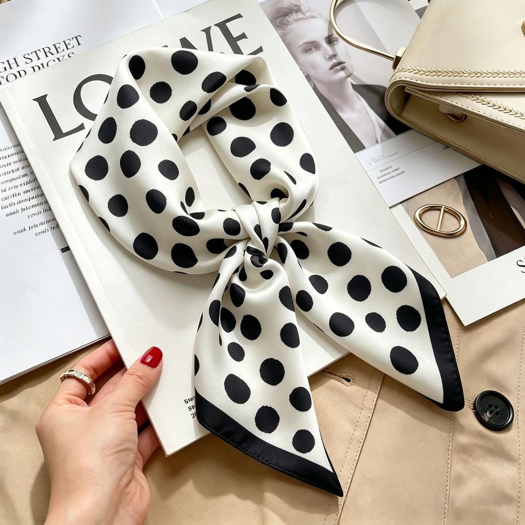 Simple temperament Spring and summer female imitation silk scarf versatile Korean version casual small square scarf neck protection decorative scarf