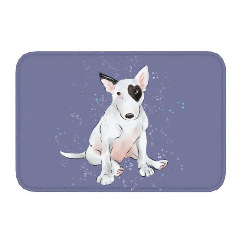 Starry Night Oil Painting Bull Terrier Carpet Mat Anti-Slip Rubber Backing Rug for Pet Lover Home Decoration Artistic Anime Rug