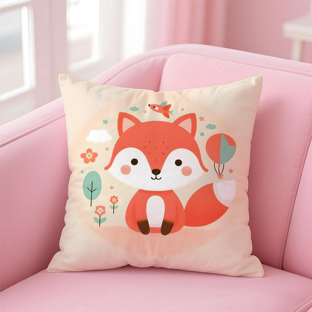 cute animal FFlat Foxes Cushion Cover Pillowcase Short Plush Invisible zipper Room Sofa Cushion Cover
