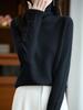 Women's Autumn/Winter Seamless 100% Pure Wool Stacked Collar Sweater - Skeletal Lazy Style Base Layer