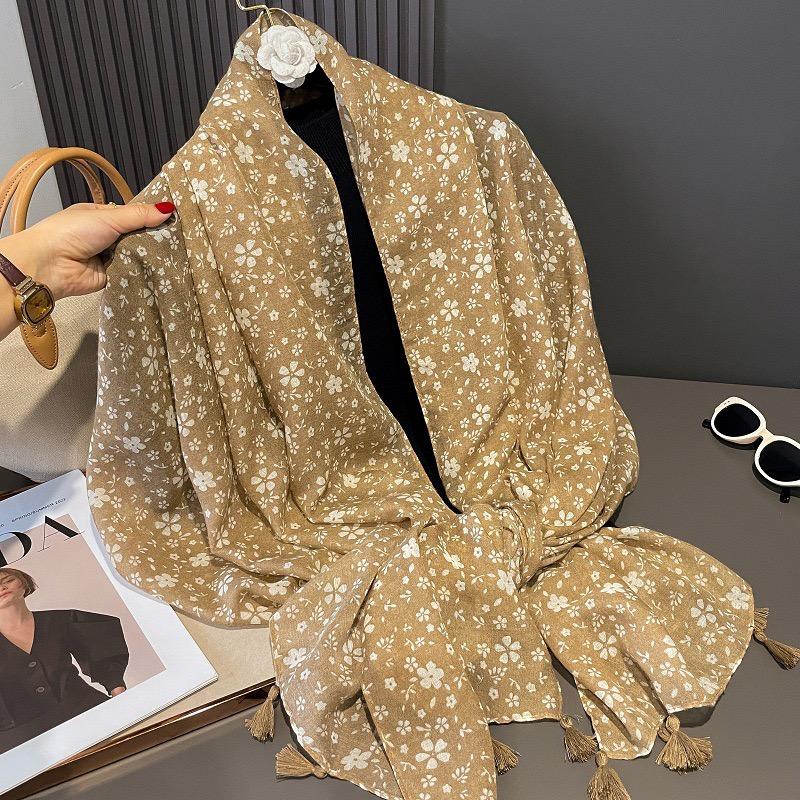 New Winter Bohemia Polka Floral Tassel Viscose Shawls Scarf Lady High Quality Wrap Pashmina Stole Bufandas Muslim Hijab 180*90Cm