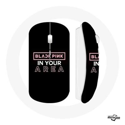 Wireless Mouse - Blackpink - Pink Logo - Compatible Mac and PC - WiFi USB Dongle - Black