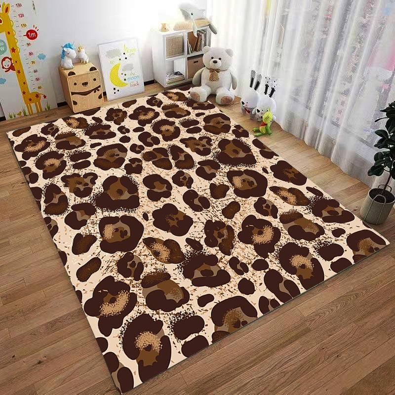 Leopard Print Carpet Design with Brown and Beige Animal Pattern Style Background Suitable for use as an anti-slip for room and bedroom sofas
