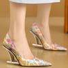 Women's Sexy Fashionable High Heels Pointed Tip Extra-shaped Heel Color Smooth Heels Banquet Comfortable New Zapatillas De Mujer