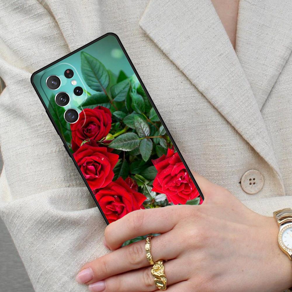Bright Red Roses Flowers Cell Phone Case for Samsung Galaxy S26 Ultra S25 S24 S23 S22 S21 S20 Note10 Cover