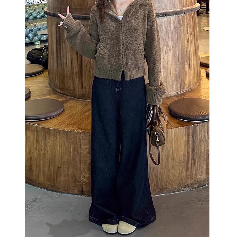 

Women s High Waist Dark Blue Wide Leg Jeans, Plus Size, Spring 2025 Collection Large глубокий/синий