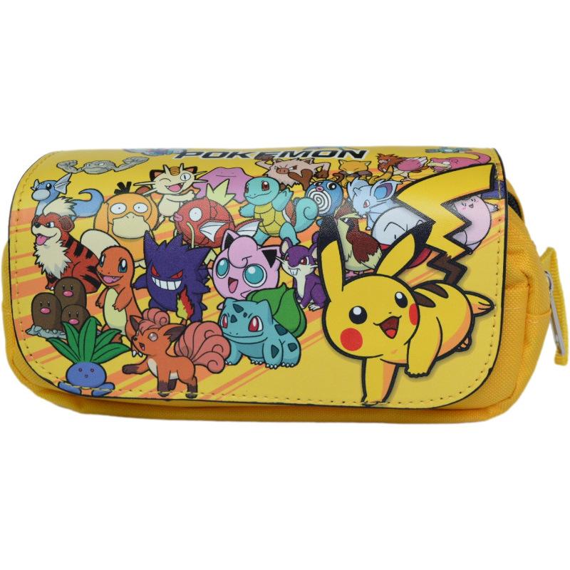 Pikachu Pencil Case 3-Layer Students Stationery Bag Cartoon Anime Kids Zipper Pencil Pouch Large Capacity Storage